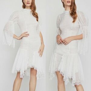 BCBG White Asymmetrical Lace Dress